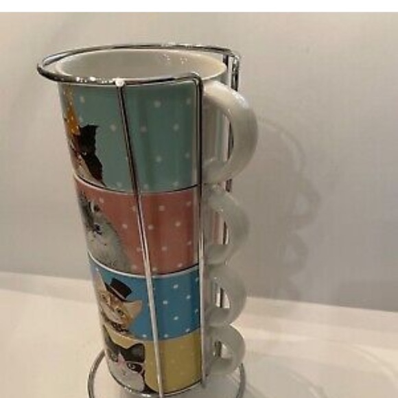 Pier 1 Dining Pier Imports Stacking Party Cups Polka Dot Mugs 4